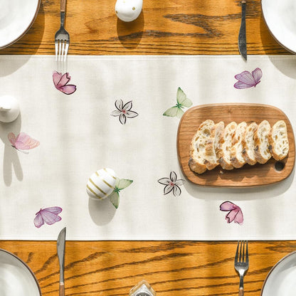 Daisy Bunny Rabbit Easter Table Runner, Seasonal Spring Kitchen Dining Table Decoration for Home Party Decor V1258-DP02-B-1619