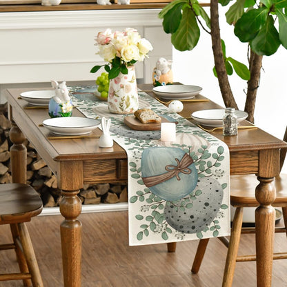 Eucalyptus Egg Easter Table Runner, Spring Kitchen Dining Table Decor for Indoor Outdoor Home Party Decor V1258-DP02-B-1620