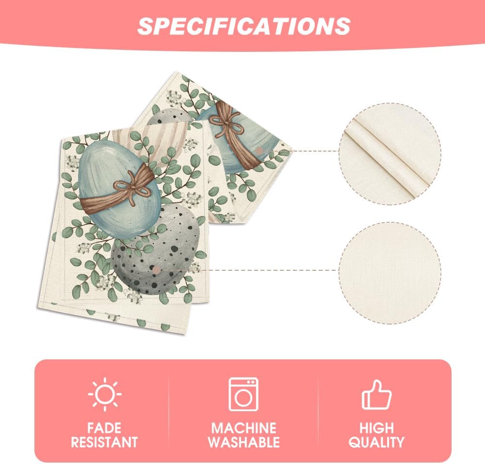 Eucalyptus Egg Easter Table Runner, Spring Kitchen Dining Table Decor for Indoor Outdoor Home Party Decor V1258-DP02-B-1620