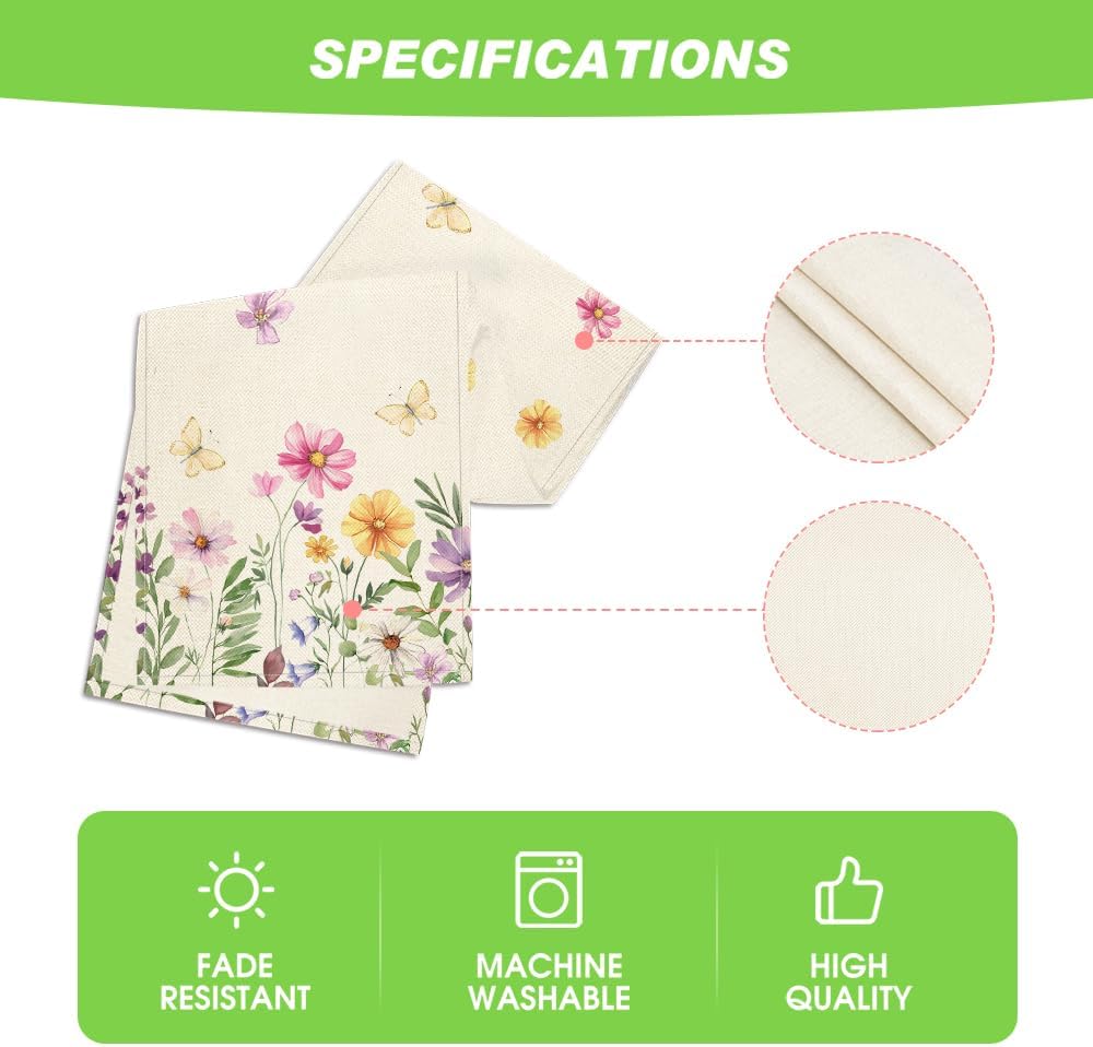 Flowers Butterfly Spring Table Runner, Seasonal Summer Kitchen Dining Table Decoration for Home Party Decor V1258-DP02-B-1635