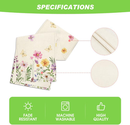 Flowers Butterfly Spring Table Runner, Seasonal Summer Kitchen Dining Table Decoration for Home Party Decor V1258-DP02-B-1635