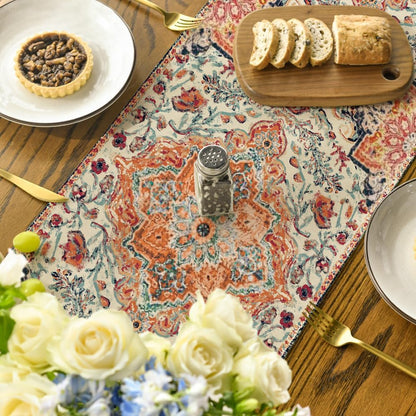 Boho Bohemia Style Orange Table Runner, Country Rustic Farmhouse Magical Fall Kitchen Dining Table Decoration V1258-DP02-B-1641