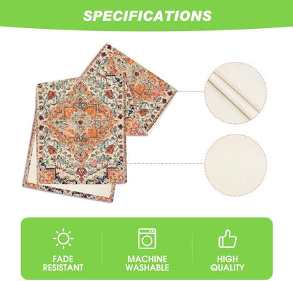 Boho Bohemia Style Orange Table Runner, Country Rustic Farmhouse Magical Fall Kitchen Dining Table Decoration V1258-DP02-B-1641
