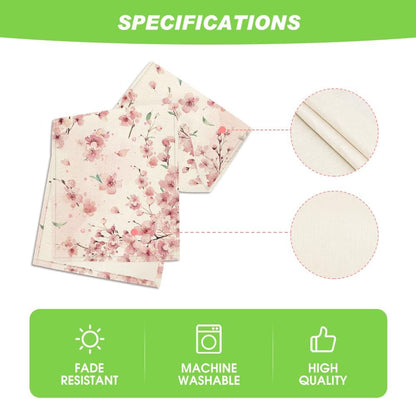 Floral Cherry Blossoms Branches Summer Table Runner, Seasonal Spring Kitchen Dining Table Decoration for Home V1258-DP02-B-1648