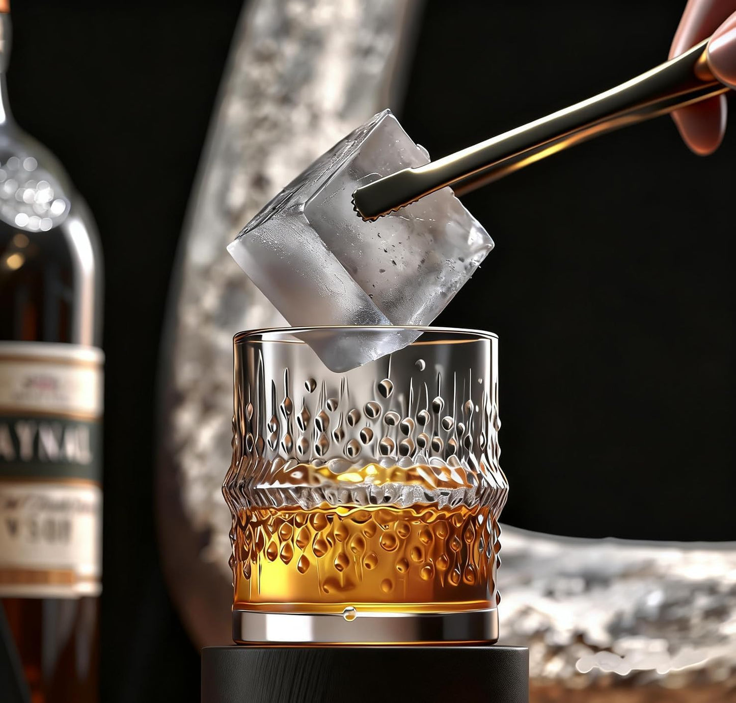 2-Pack Large Ice Cube Trays for Whiskey, Stackable & Easy-Release Silicone Square 2-inch Ice Cube Maker Mold V1258-DP02-B-165