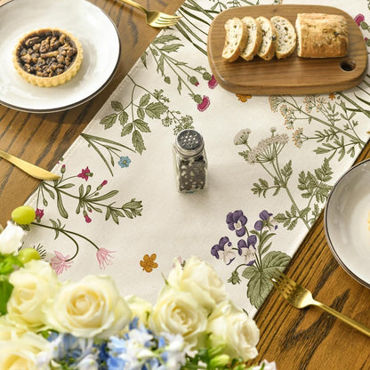 Flowers Spring Table Runner, Seasonal Kitchen Dining Table Decoration for Home Party Decor 13x72 Inch V1258-DP02-B-1654