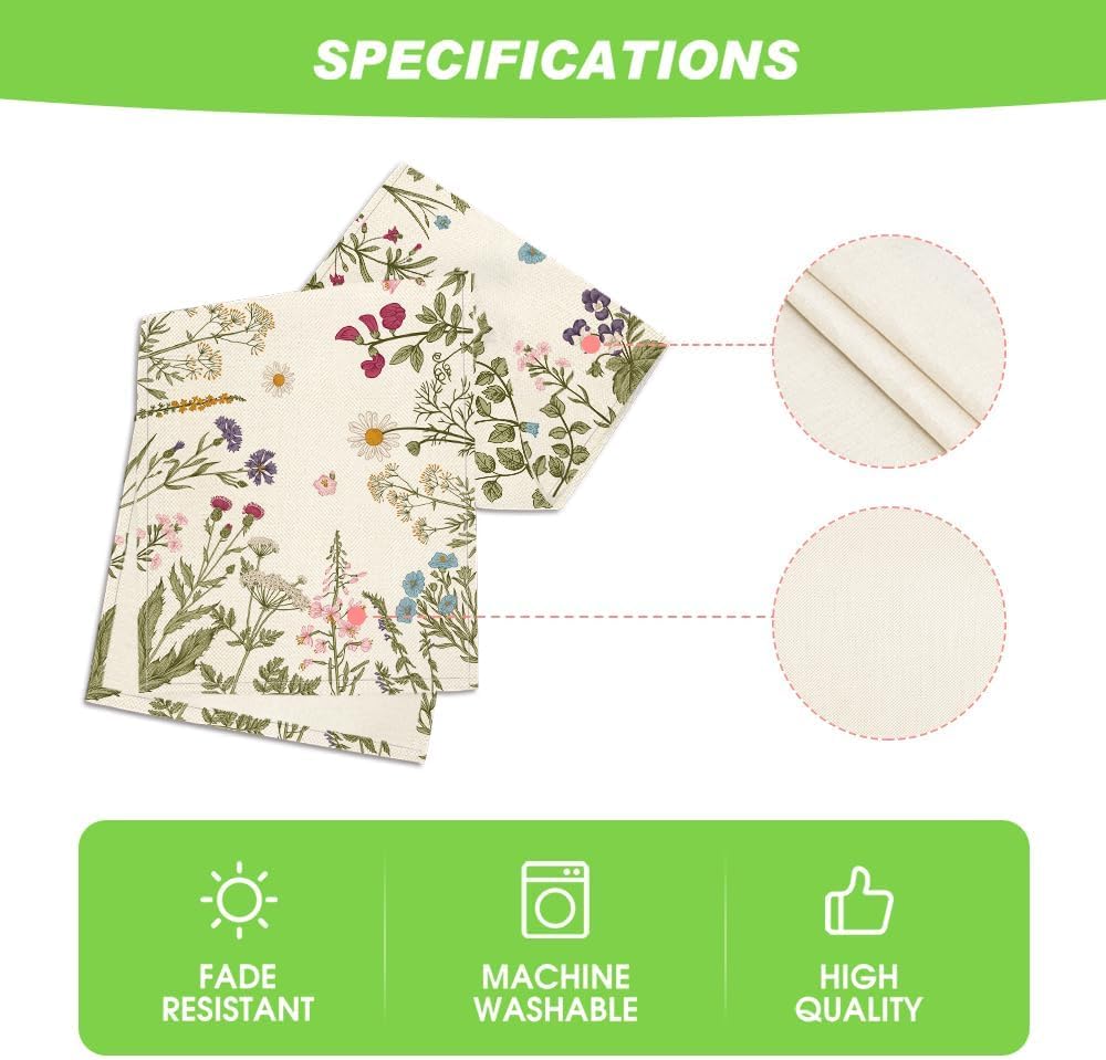 Flowers Spring Table Runner, Seasonal Kitchen Dining Table Decoration for Home Party Decor 13x72 Inch V1258-DP02-B-1654