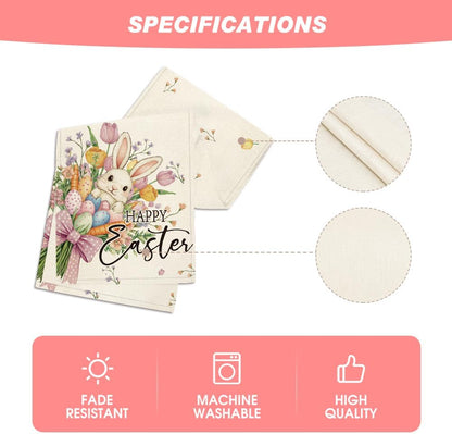Bow Bunny Eggs Happy Easter Table Runner,Seasonal Spring Flowers Carrots Kitchen Dining Table Decoration for V1258-DP02-B-1664