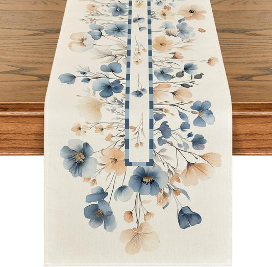 Bloom Flowers Floral Weeds Spring Table Runner, Seasonal Summer Kitchen Dining Table Decoration for Home V1258-DP02-B-1667