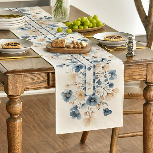 Bloom Flowers Floral Weeds Spring Table Runner, Seasonal Summer Kitchen Dining Table Decoration for Home V1258-DP02-B-1667