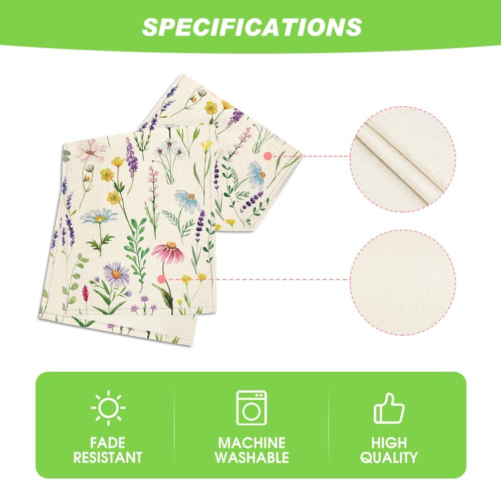 Wildflowers Floral Eucalyptus Spring Table Runner, Seasonal Summer Kitchen Dining Table Decoration for Home V1258-DP02-B-1677