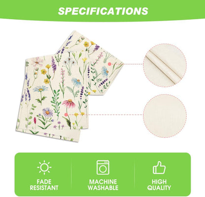 Wildflowers Floral Eucalyptus Spring Table Runner, Seasonal Summer Kitchen Dining Table Decoration for Home V1258-DP02-B-1677