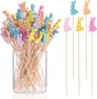 100 Pack Easter Toothpicks for Appetizers, 4.7 Inch Natural Bamboo Cocktail Picks for Cake Dessert Food Fruit V1258-DP02-B-1707