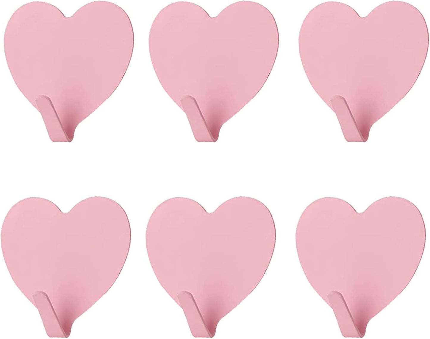 6 Pack Heart Shaped Decorative Wall Hooks, Stainless Steel Strong Adhesive Wall Hook for Home Kitchen V1258-DP02-B-1709