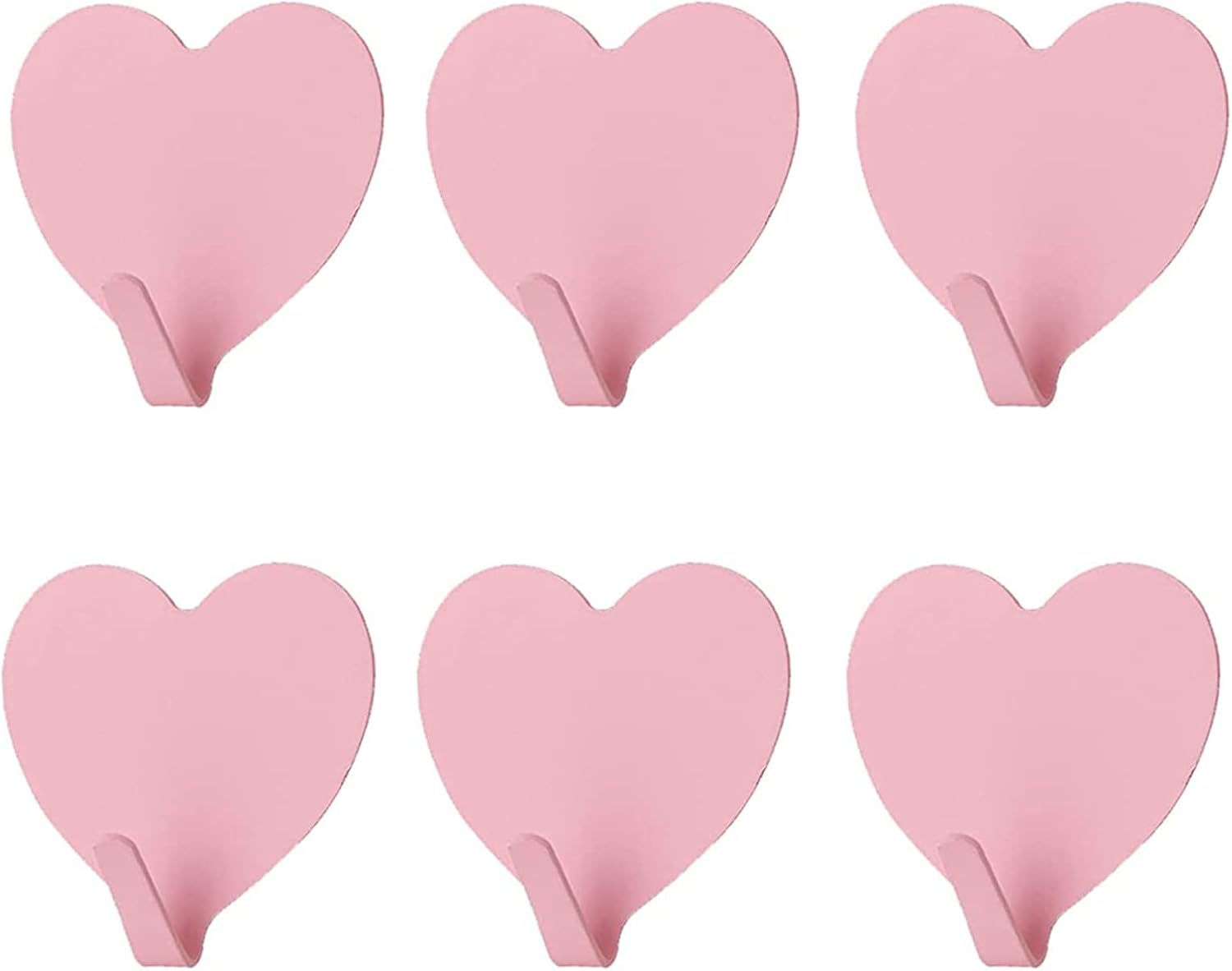 6 Pack Heart Shaped Decorative Wall Hooks, Stainless Steel Strong Adhesive Wall Hook for Home Kitchen V1258-DP02-B-1709