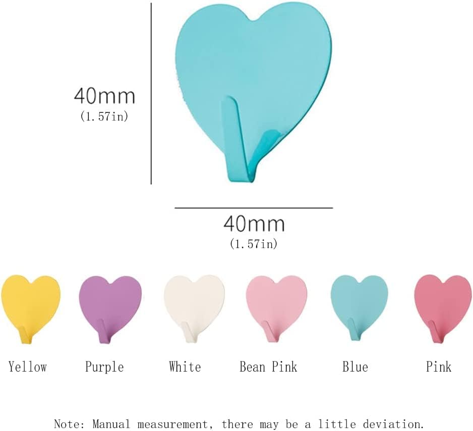 6 Pack Heart Shaped Decorative Wall Hooks, Stainless Steel Strong Adhesive Wall Hook for Home Kitchen V1258-DP02-B-1709