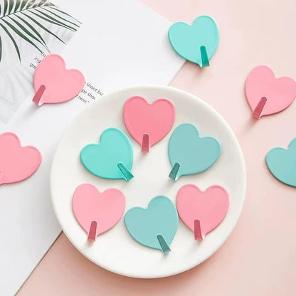 6 Pack Heart Shaped Decorative Wall Hooks, Stainless Steel Strong Adhesive Wall Hook for Home Kitchen V1258-DP02-B-1709