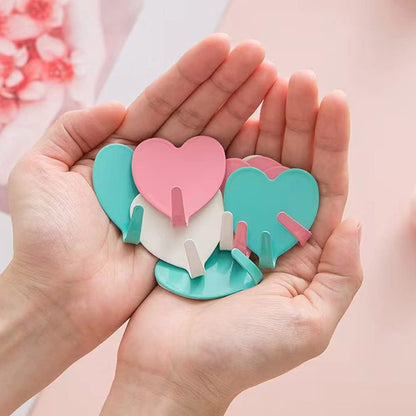 6 Pack Heart Shaped Decorative Wall Hooks, Stainless Steel Strong Adhesive Wall Hook for Home Kitchen V1258-DP02-B-1709