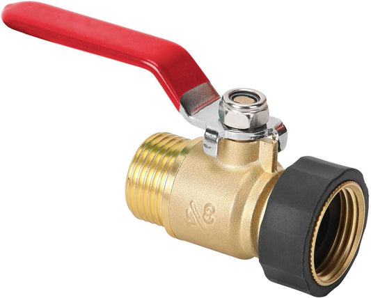 Garden Hose Shut Off Valve, 3/4" GHT Water Hose Shut Turn Off Valve, Heavy Duty Brass Valve Garden Hose Ball V1258-DP02-B-171