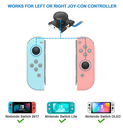 2-Pack Replacement Joystick Analog Thumb Stick Repair Kit for Nintendo Switch / Switch OLED Model / Switch V1258-DP02-B-172