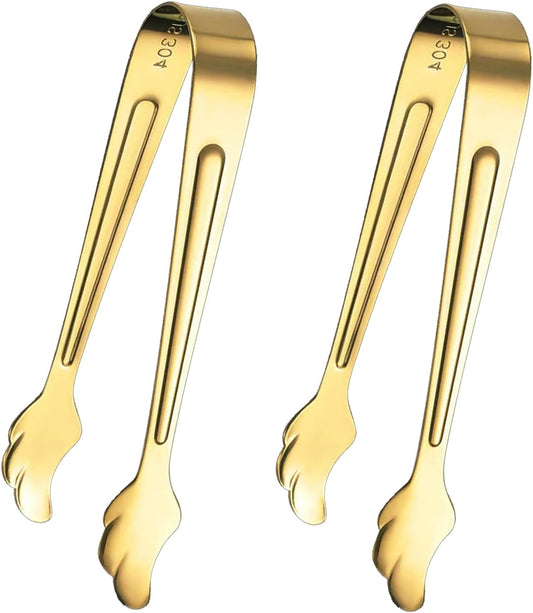 2 Pack Mini Tongs for Appetizer, 4.16 Inch Stainless Steel Ice Tongs Mini Sugar Tongs for Coffee Bar Tea V1258-DP02-B-1720