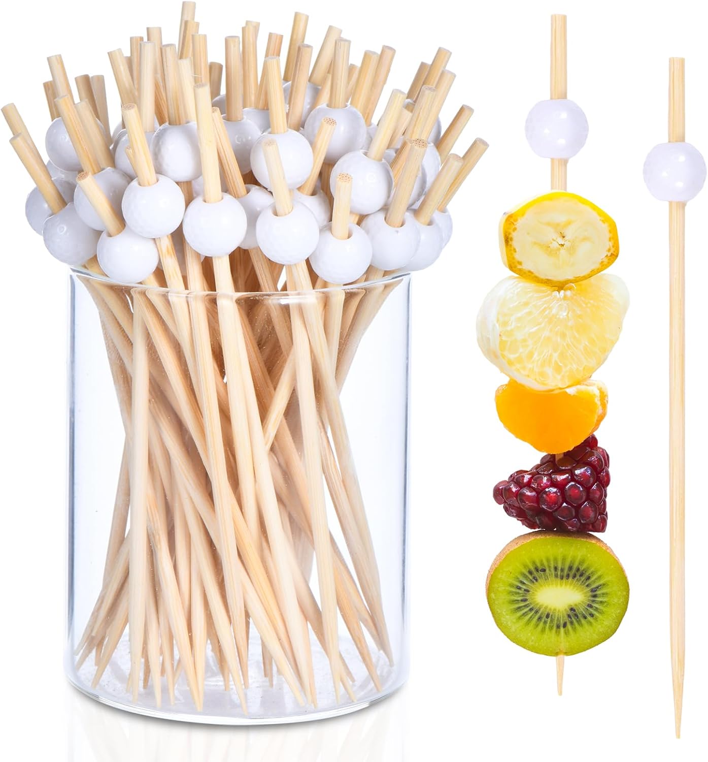 100 Pack Golf Toothpicks, Bamboo Cocktail Picks, Natural Bamboo Toothpicks for Appetizers Fruit Cake Dessert V1258-DP02-B-1726