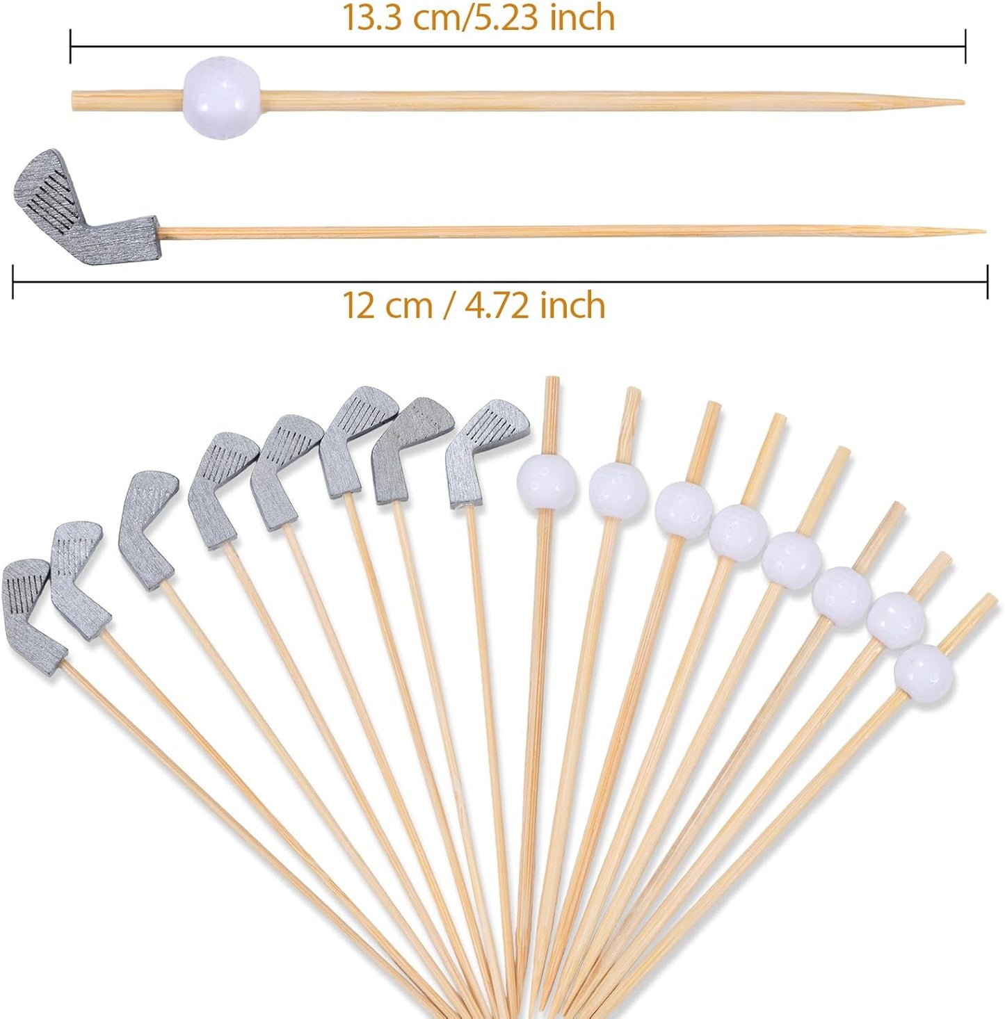 100 Pack Golf Toothpicks, Bamboo Cocktail Picks, Natural Bamboo Toothpicks for Appetizers Fruit Cake Dessert V1258-DP02-B-1726