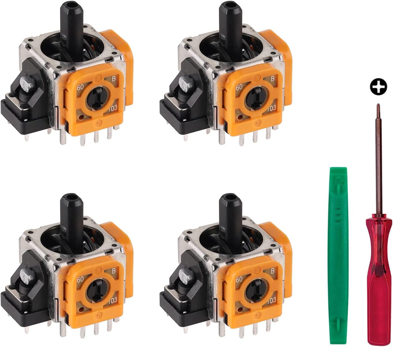 4pcs Joystick Replacement for PS4 Controller, Precision Accurate Thumbsticks Analog Part Stick Drift Fix V1258-DP02-B-173