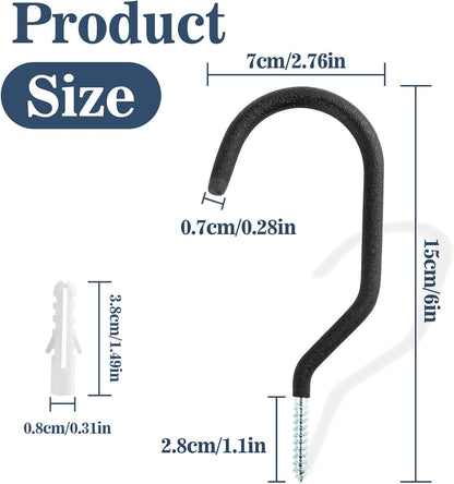 10 Heavy Duty Wall Mount Storage J Hooks - Bicycle & Ladder Hangers, Garden Yard Tools Organizer V1258-DP02-B-1738
