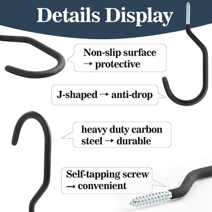 10 Heavy Duty Wall Mount Storage J Hooks - Bicycle & Ladder Hangers, Garden Yard Tools Organizer V1258-DP02-B-1738