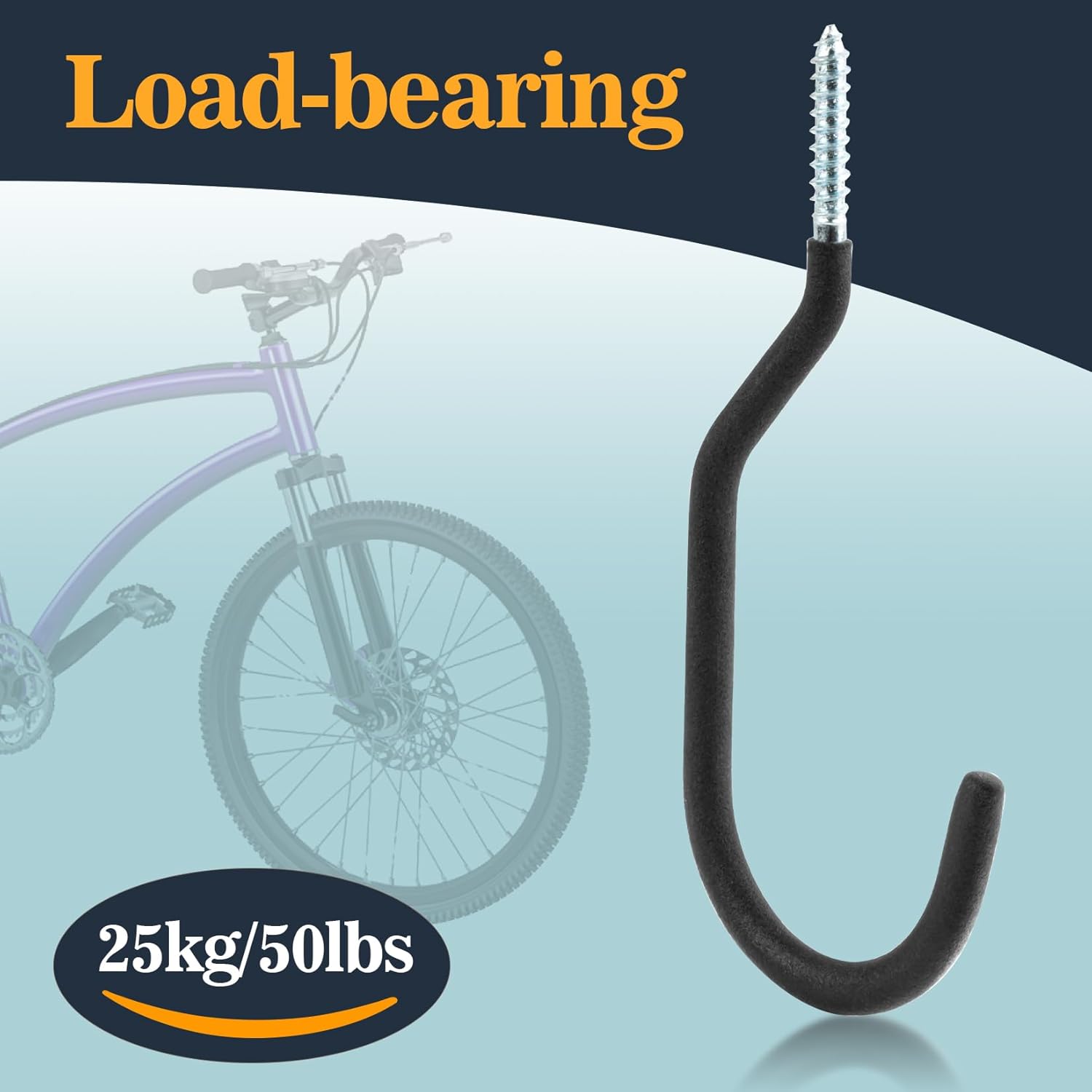10 Heavy Duty Wall Mount Storage J Hooks - Bicycle & Ladder Hangers, Garden Yard Tools Organizer V1258-DP02-B-1738