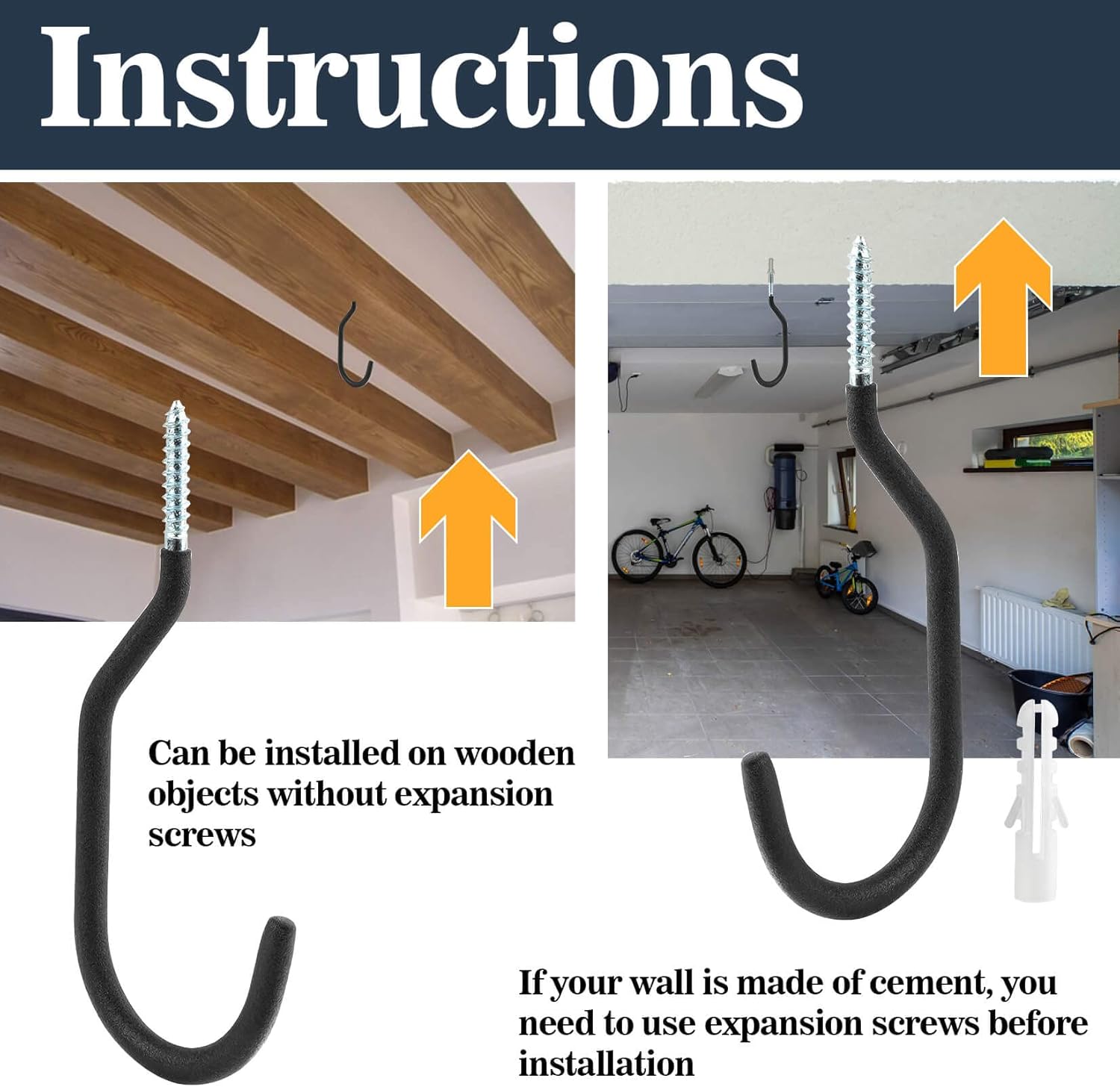 10 Heavy Duty Wall Mount Storage J Hooks - Bicycle & Ladder Hangers, Garden Yard Tools Organizer V1258-DP02-B-1738