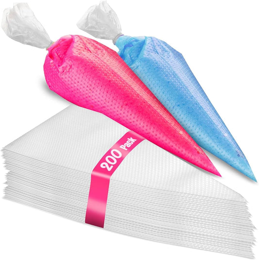 Set of 200 - Anti Burst Piping Bags 12 Inch - Tipless Icing Bags - Durable Frosting Piping Bag Tools - Pastry V1258-DP02-B-1745