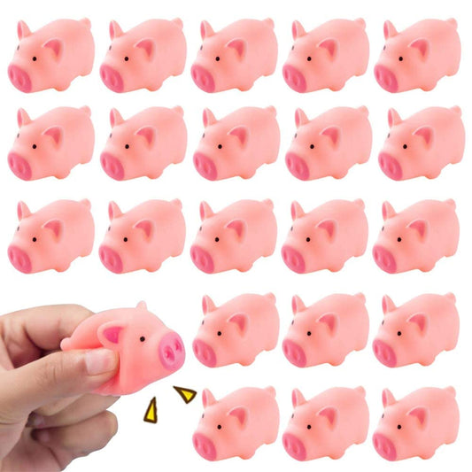 20 PCS Mini Squishies Pig Bath Toys, Pink Rubber Squeaky Baby Bathtub Toys for Baby Shower Party Favors V1258-DP02-B-1750