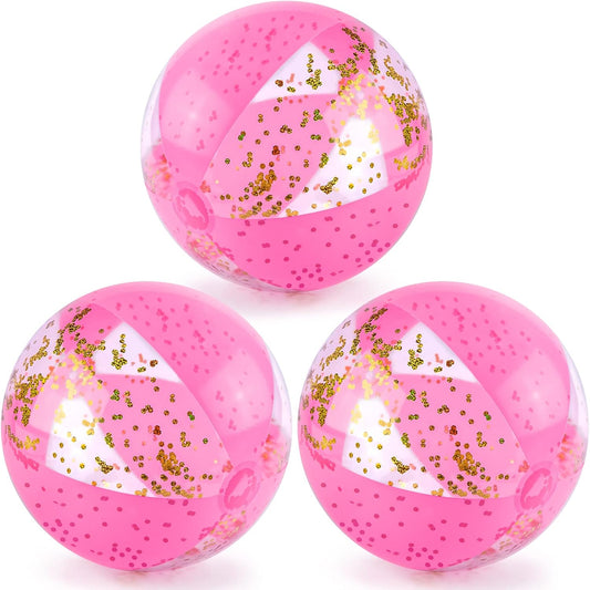 16 Inch Inflatable Beach Balls, 3 Pack Glitter Beach Balls Pool Toys with Confetti Sparkling Balls for Kids V1258-DP02-B-1751