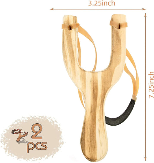 Wooden Slingshot, 2PCS Solid Wood Slingshot with Classic Construction for Outdoor Hunting Sports, Camping, V1258-DP02-B-1752