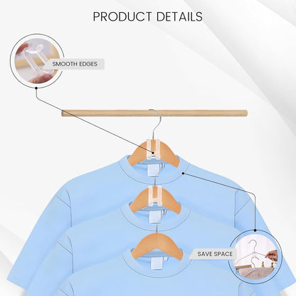 Hanger Hooks Space Saving, 60PCS Clothes Hanger Connector Hooks Closet Space Savers for Hanging Clothes, Clear V1258-DP02-B-1755