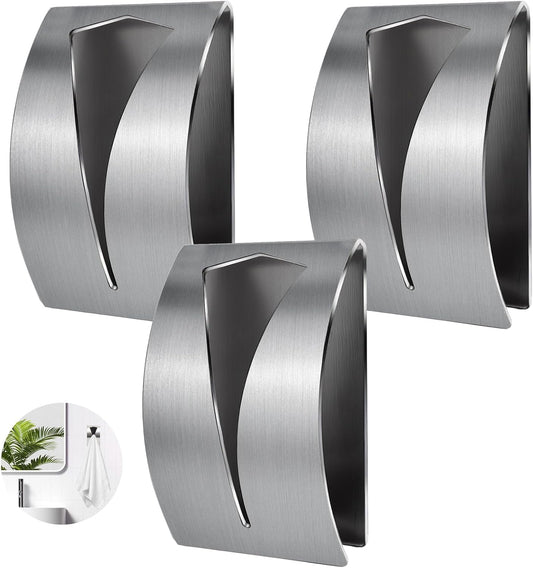 3 Pack Stainless Steel Kitchen Towel Hooks for Shower Wall Bathroom Self Adhesive Dish Towel Holder Hangers V1258-DP02-B-1772