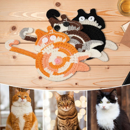 Drink Coaster | Cat Gifts for Cat Lovers,Fun Woven Coasters,Cute Coffee Coaster for Home Decor Tabletop V1258-DP02-B-1777