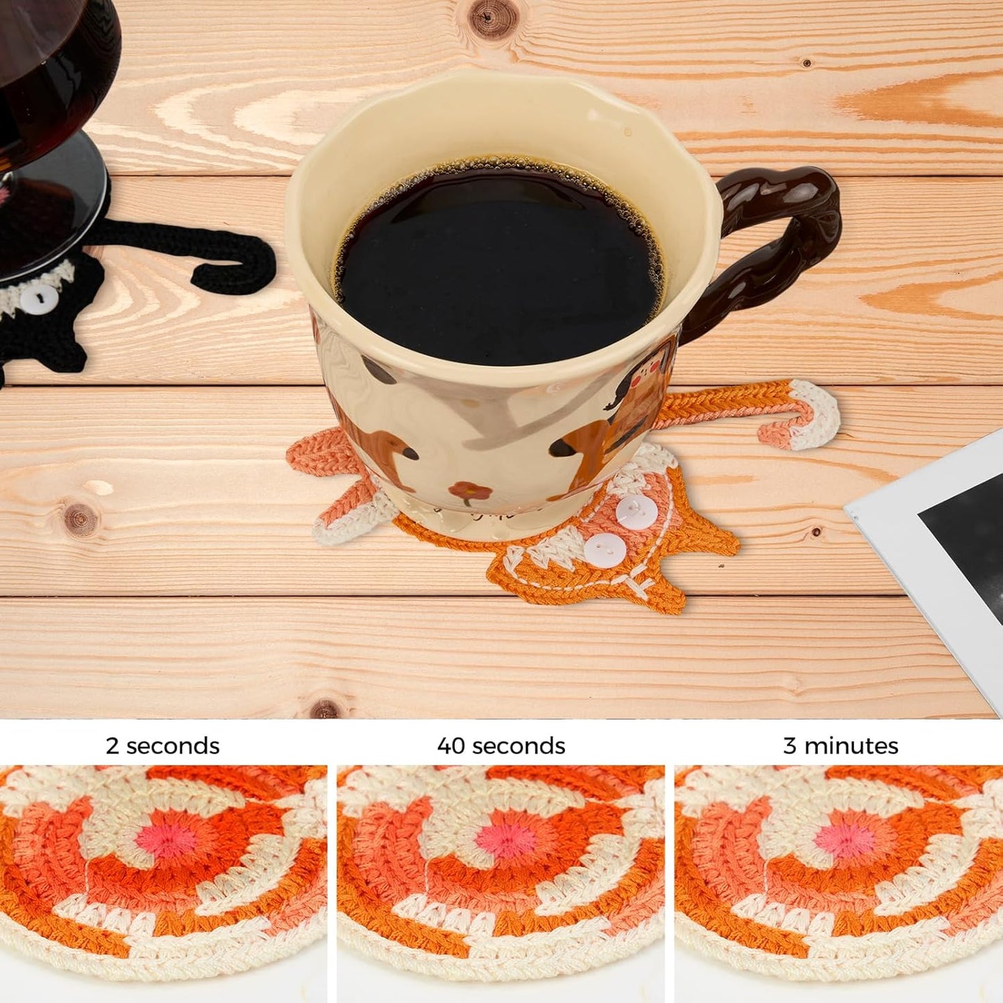 Drink Coaster | Cat Gifts for Cat Lovers,Fun Woven Coasters,Cute Coffee Coaster for Home Decor Tabletop V1258-DP02-B-1777