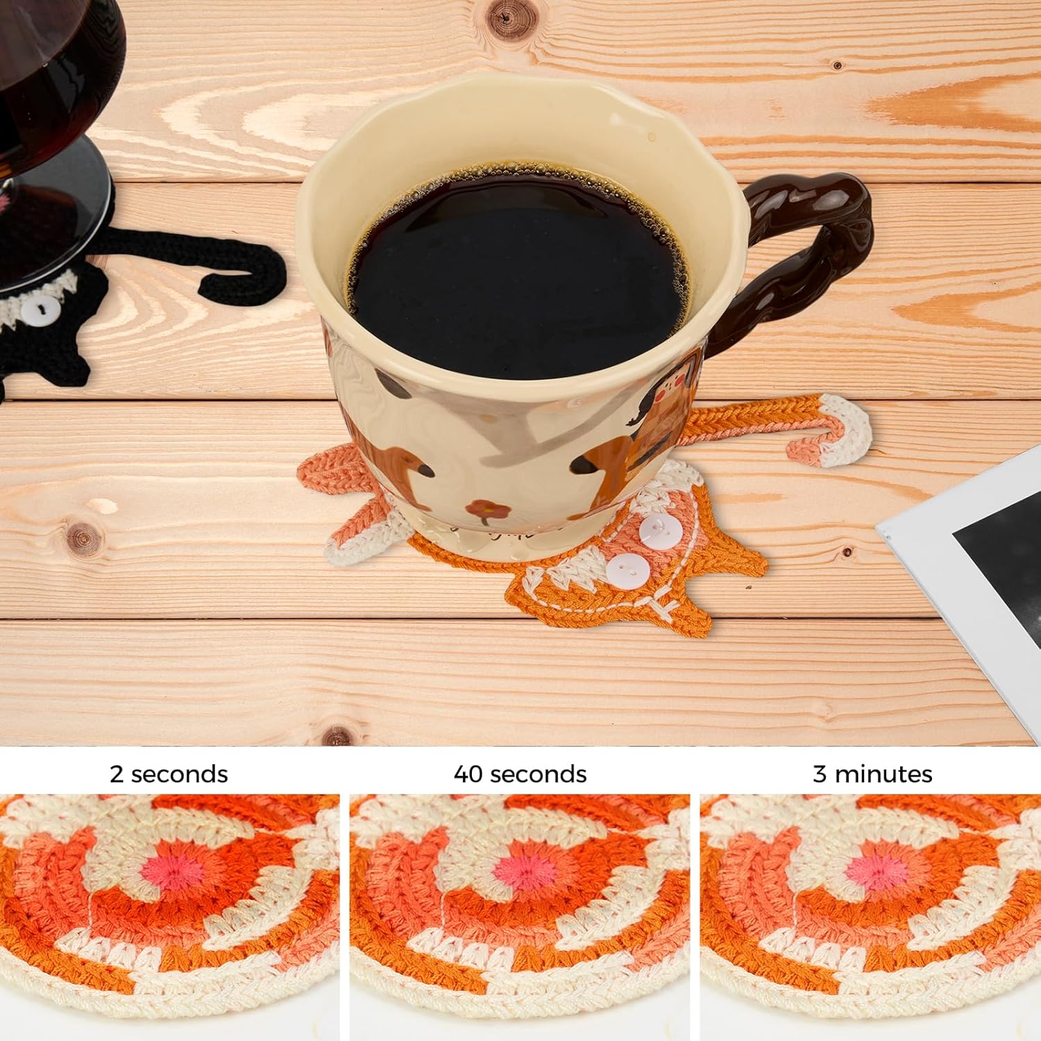 Drink Coaster | Cat Gifts for Cat Lovers,Fun Woven Coasters,Cute Coffee Coaster for Home Decor Tabletop V1258-DP02-B-1777
