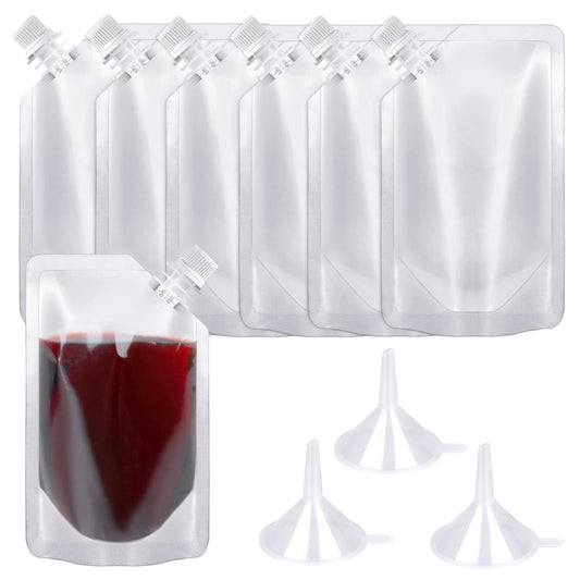 24 Pcs Plastic Flasks, 8 Oz Concealable and Reusable Drink Pouches, Leak-Proof Food Grade Plastic for Travel V1258-DP02-B-1778