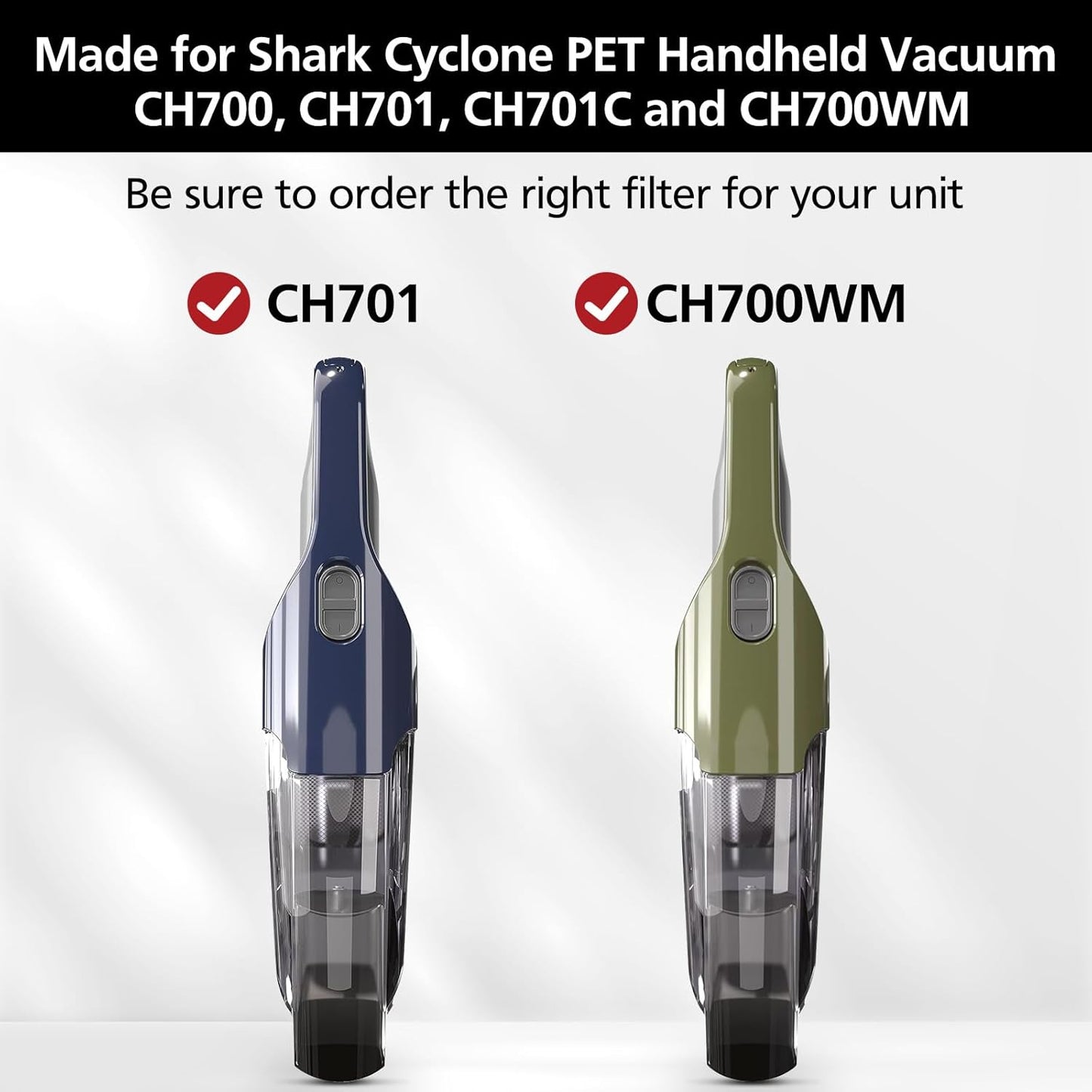 6 Pack CH701 Vacuum Filter Replacement Compatible with Shark Cyclone PET Handheld Vacuum CH700, CH701, CH701C V1258-DP02-B-1782