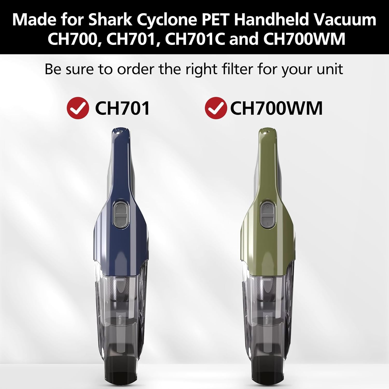 6 Pack CH701 Vacuum Filter Replacement Compatible with Shark Cyclone PET Handheld Vacuum CH700, CH701, CH701C V1258-DP02-B-1782