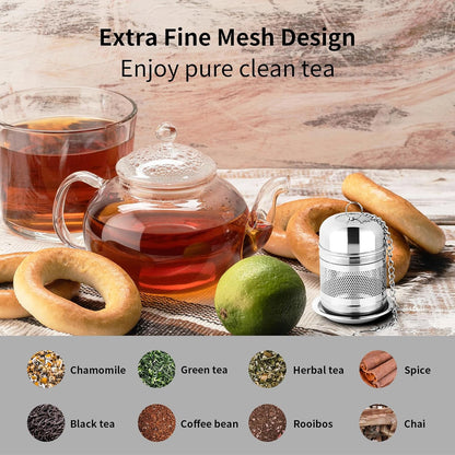 2PCS Tea Infuser Strainer - Stainless Steel Strainers for Loose Leaf Tea, Steeper, Fine Mesh Ball holder with V1258-DP02-B-1788