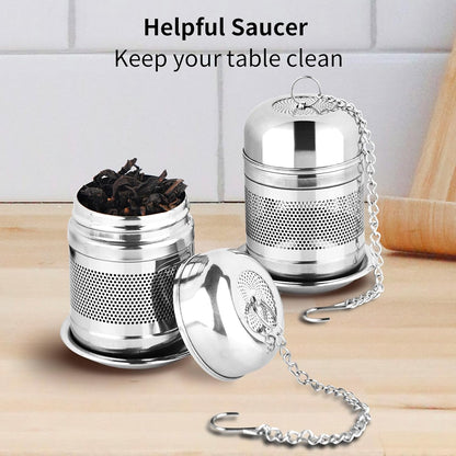 2PCS Tea Infuser Strainer - Stainless Steel Strainers for Loose Leaf Tea, Steeper, Fine Mesh Ball holder with V1258-DP02-B-1788