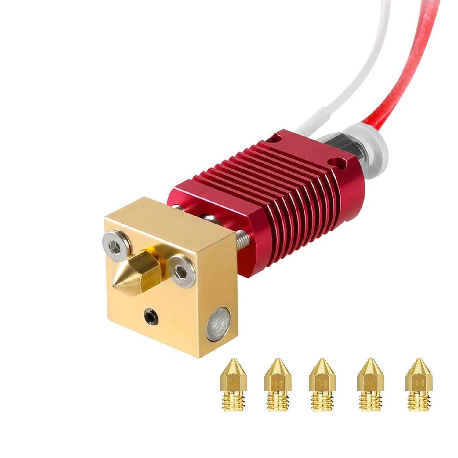 Extruder Heater Hot End Kit, Assembled MK8 Extruder Hot end Kit with 0.4mm Nozzle Silicon Sock Compatible V1258-DP02-B-179