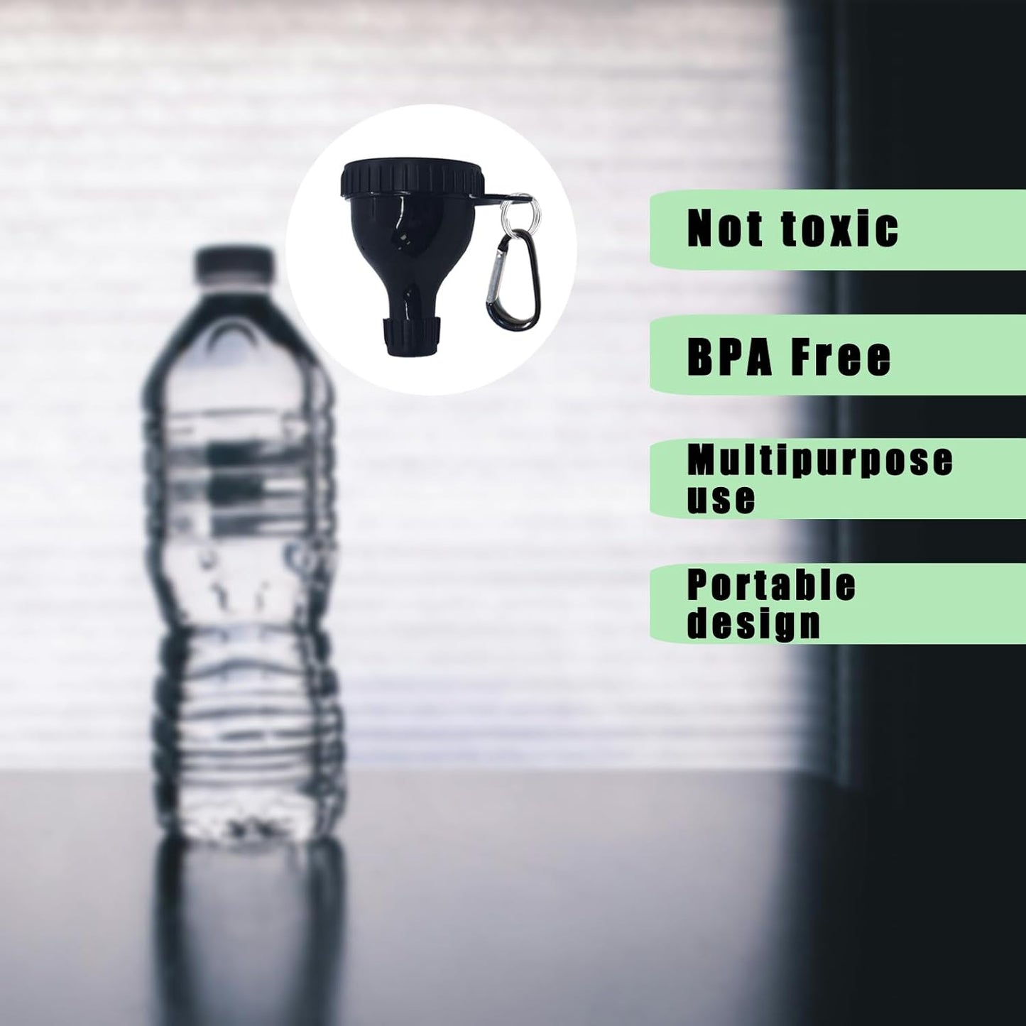 2 Pack Protein Powder Container to Go - Mini Funnel with Keychain and Keyring, Water Bottle Funnel for Shakers V1258-DP02-B-1795