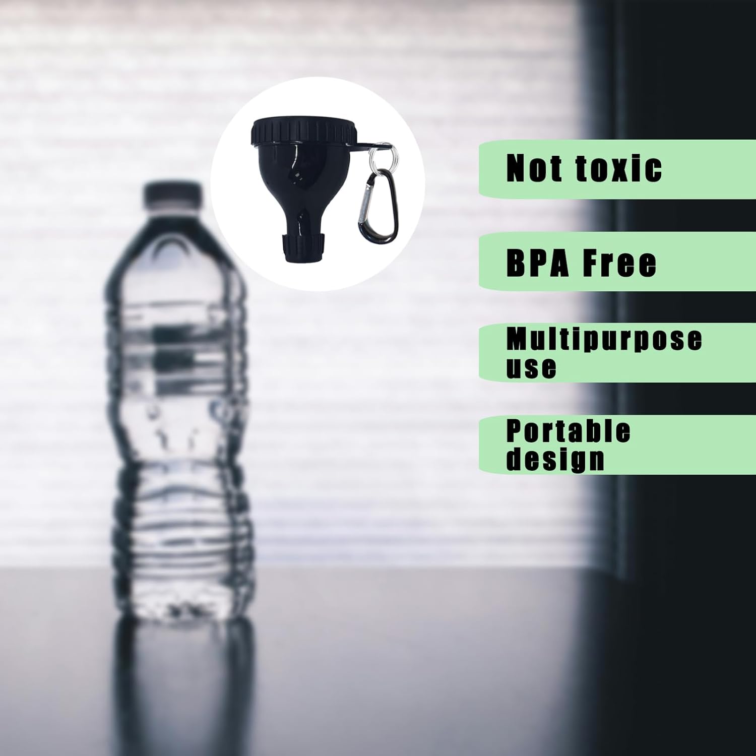 2 Pack Protein Powder Container to Go - Mini Funnel with Keychain and Keyring, Water Bottle Funnel for Shakers V1258-DP02-B-1795