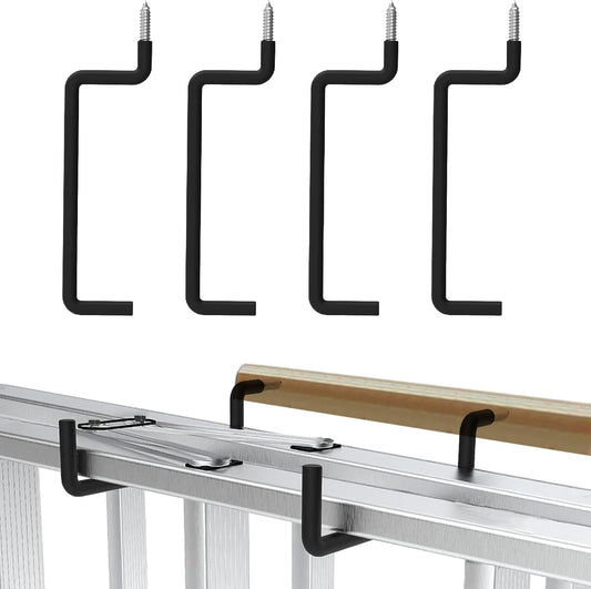 4 Pack Ladder Hooks-Bike Hooks(Black) Ladder Hanger for Ladder, Bike, Folding Chair, Cord, Hose, Wheelbarrow, V1258-DP02-B-1799